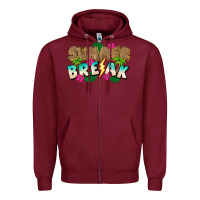 Burgundy Summer Break Zipper Hoodie - CowhideDigitalArt