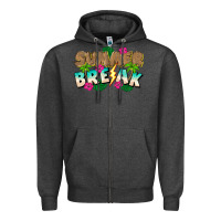 Charcoal Heather Summer Break Zipper Hoodie - CowhideDigitalArt