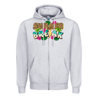 Heather Grey Summer Break Zipper Hoodie - CowhideDigitalArt