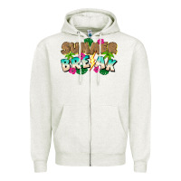 Oatmeal Heather Summer Break Zipper Hoodie - CowhideDigitalArt