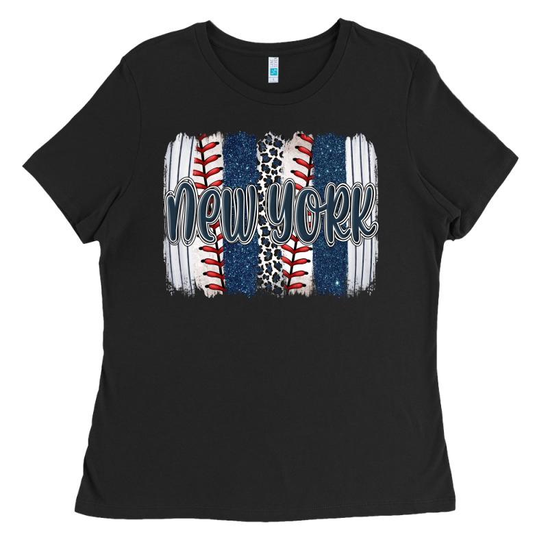 New York Baseball Team Spirit Brushstrokes Ladies Tee by Artiststas | Teevron