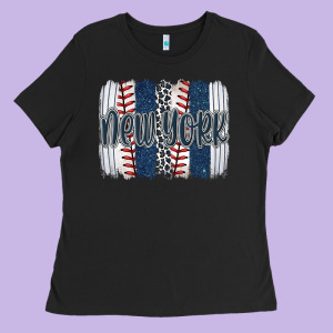 New York Baseball Team Spirit Brushstrokes Ladies Tee Designed By Artiststas