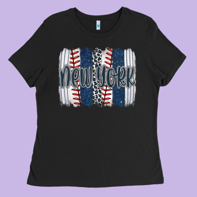 New York Baseball Team Spirit Brushstrokes Ladies Tee Designed By Artiststas