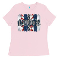 Bubblegum Pink new york baseball team spirit brushstrokes Ladies Tee - Artiststas