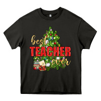 Asphalt Best Teacher Ever With Christmas Tree Heavy Core Tee - BundleAndBundleShop
