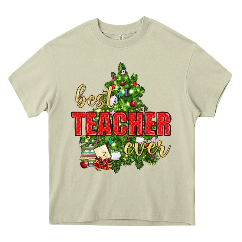 Best Teacher Ever With Christmas Tree Heavy Core Tee by BundleAndBundleShop | Teevron