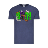 Vintage Denim Boo! with black cat Halloween Vintage Tee - NancyCooperArtShop