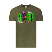 Vintage Olive Boo! with black cat Halloween Vintage Tee - NancyCooperArtShop