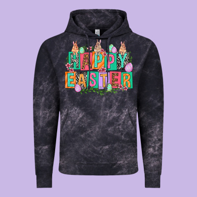 Happy Easter With Plate Letters Easter Day Vintage Hoodie Designed By Howdyjamesfarm