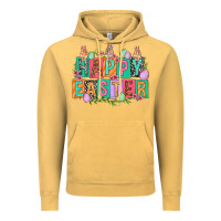 Vintage Mustard Happy Easter with plate letters Easter Day Vintage Hoodie - HowdyJamesFarm