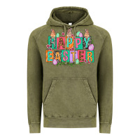 Vintage Olive Happy Easter with plate letters Easter Day Vintage Hoodie - HowdyJamesFarm