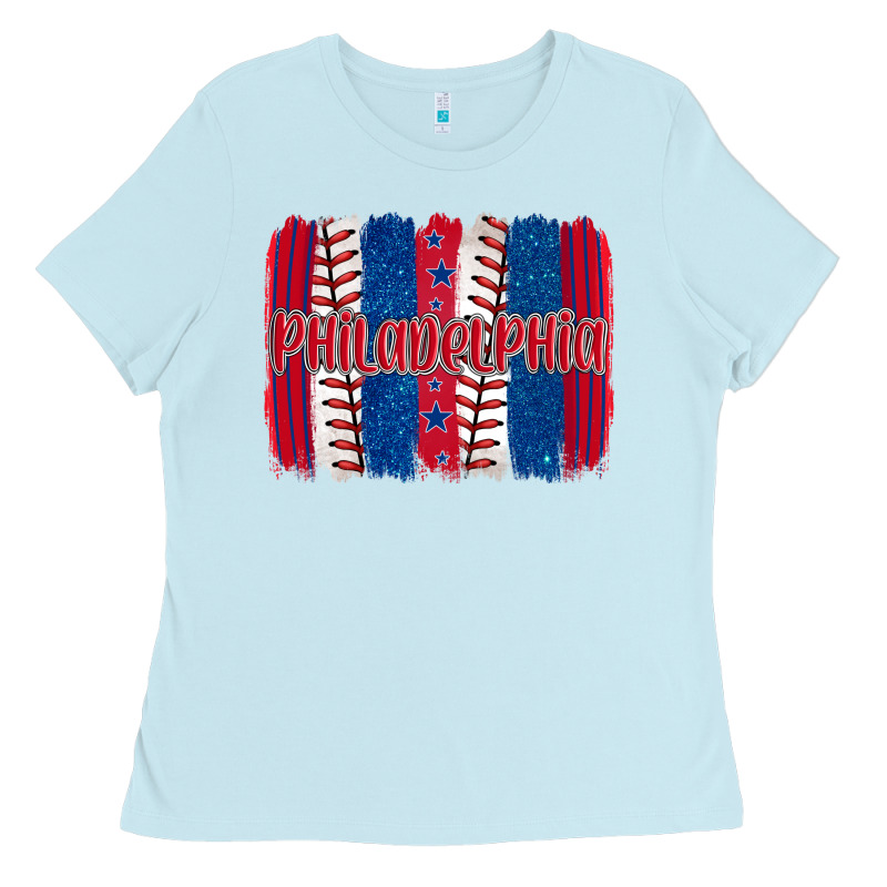 Philadelphia Baseball Team Spirit Brushstrokes Ladies Tee by Artiststas | Teevron