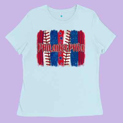 Philadelphia Baseball Team Spirit Brushstrokes Ladies Tee Designed By Artiststas