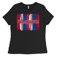 Black philadelphia baseball team spirit brushstrokes Ladies Tee - Artiststas