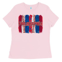 Bubblegum Pink philadelphia baseball team spirit brushstrokes Ladies Tee - Artiststas