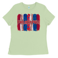 Matcha philadelphia baseball team spirit brushstrokes Ladies Tee - Artiststas