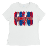 White philadelphia baseball team spirit brushstrokes Ladies Tee - Artiststas