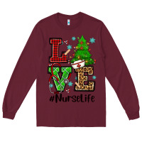 Burgundy love nurse life christmas Long Sleeve Tee - CowGirlArtShop