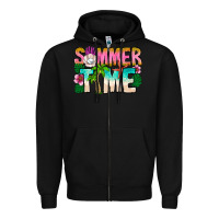 Black Summer Time Zipper Hoodie - CowhideDigitalArt