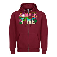 Burgundy Summer Time Zipper Hoodie - CowhideDigitalArt