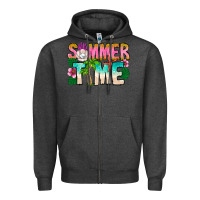 Charcoal Heather Summer Time Zipper Hoodie - CowhideDigitalArt