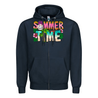 Navy Summer Time Zipper Hoodie - CowhideDigitalArt