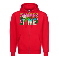 Red Summer Time Zipper Hoodie - CowhideDigitalArt