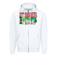 White Summer Time Zipper Hoodie - CowhideDigitalArt
