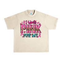 Sandshell I wear pink for my custom name Cancer Awareness Urban Heavy Tee - HowdyJamesFarm