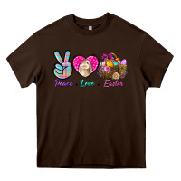 Chocolate Brown Peace Love Easter Heavy Core Tee - BundleAndBundleShop