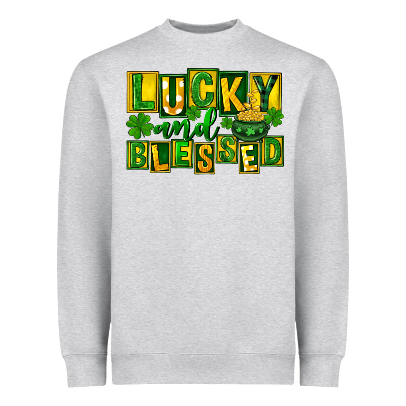 St Patricks Day Lucky And Blessed Heavyweight Sweatshirt by FaDigitalArtStudio | Teevron