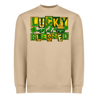Mushroom St Patricks Day Lucky And Blessed Heavyweight Sweatshirt - FaDigitalArtStudio