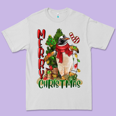 Merry Christmas Penguin Premium Tee Designed By Lillyallendesigns