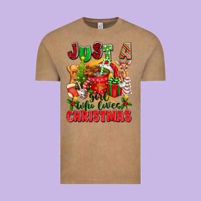 Just A Girl Who Loves Christmas Vintage Tee Designed By Texasbilliewilder