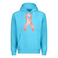 Ocean Blue uterine or endometrial cancer ribbon Premium Hoodie - FaDigitalArtStudio