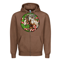 Chestnut Horse Christmas Zipper Hoodie - LillyAllenDesigns