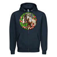 Navy Horse Christmas Zipper Hoodie - LillyAllenDesigns