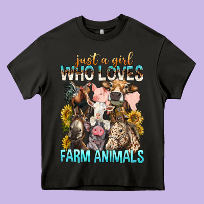 Just A Girl Who Loves Farm Animals Heavy Core Tee Designed By Bundleandbundleshop