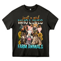 Asphalt Just A Girl Who Loves Farm Animals Heavy Core Tee - BundleAndBundleShop