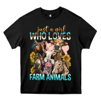 Black Just A Girl Who Loves Farm Animals Heavy Core Tee - BundleAndBundleShop