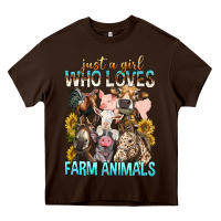 Chocolate Brown Just A Girl Who Loves Farm Animals Heavy Core Tee - BundleAndBundleShop