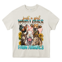 Cream Just A Girl Who Loves Farm Animals Heavy Core Tee - BundleAndBundleShop