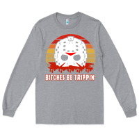Heather Grey Halloween Bitches Be Trippin Jason Mask Long Sleeve Tee - lanVoArt