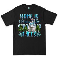 Black Home Is Where The Snow Falls Winter Penguin Premium Tee - LillyAllenDesigns