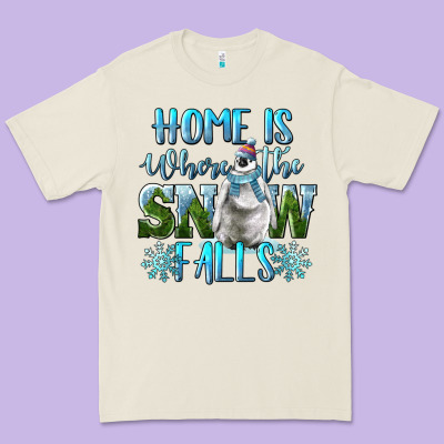 Home Is Where The Snow Falls Winter Penguin Premium Tee Designed By Lillyallendesigns