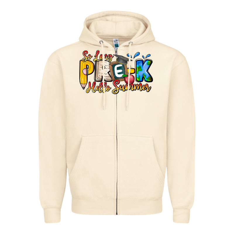 So Long Pre K Hello Summer Zipper Hoodie by CowhideDigitalArt | Teevron