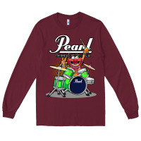 Burgundy animal drummer pearl drums Long Sleeve Tee - lanVoArt