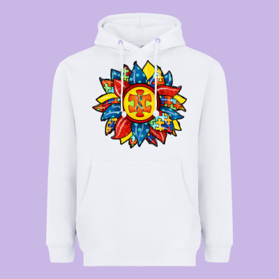 Autism Sunflower Heavyweight Hoodie Designed By Racoondesign