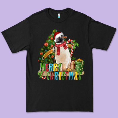 Merry Christmas Penguin Premium Tee Designed By Lillyallendesigns