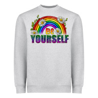Heather Grey Be Yourself Pride Lgbtq Heavyweight Sweatshirt - BundleAndBundleShop